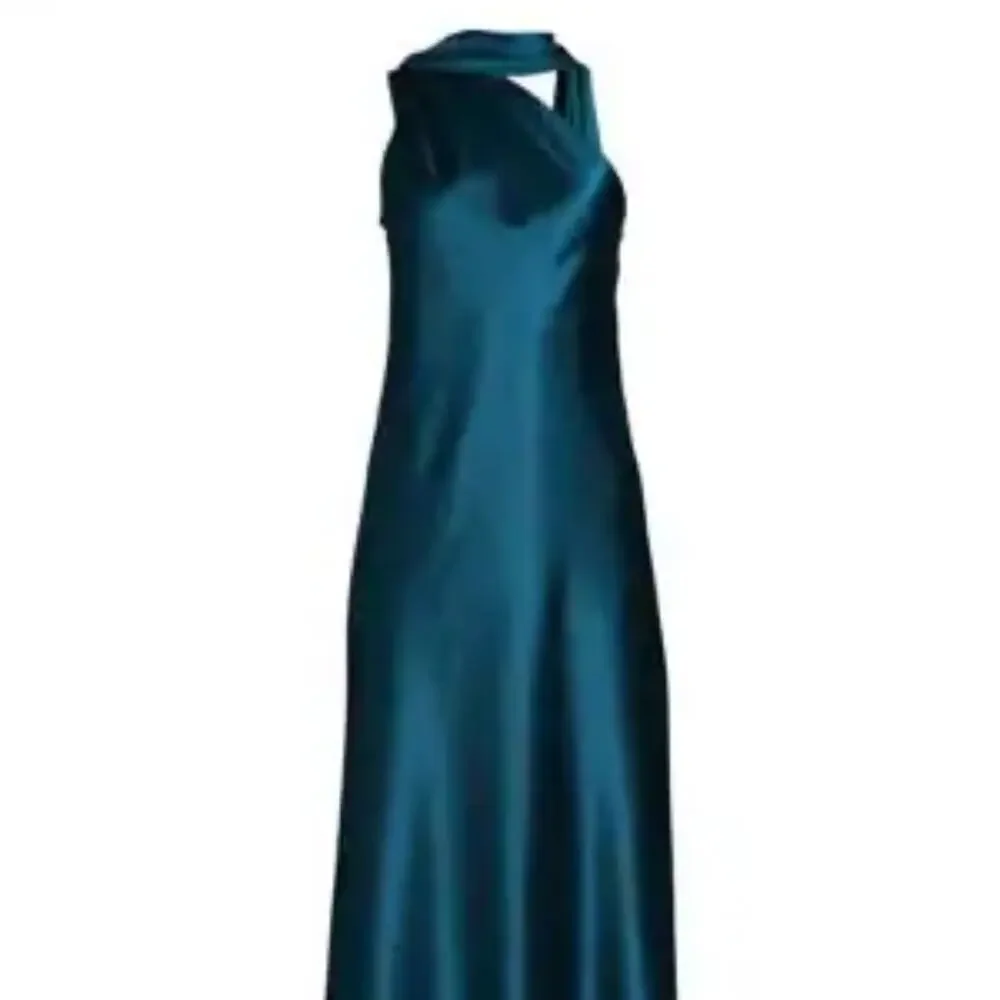 RENEE C. Women's One Shoulder Scarf Satin Midi Dress Medium NWT